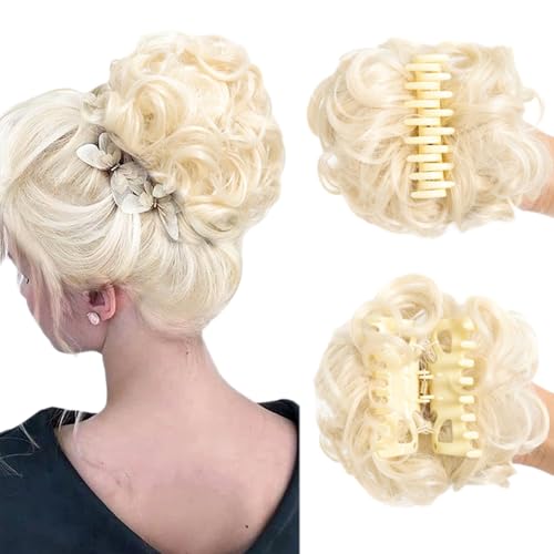 Bun Extension Clips, Wavy Claw Clip Messy Bun Hair Piece For Women, For Flat Updos Curly Hair Ponytail Bun Clip In Hair Extensions (#08) von ZHKVAG