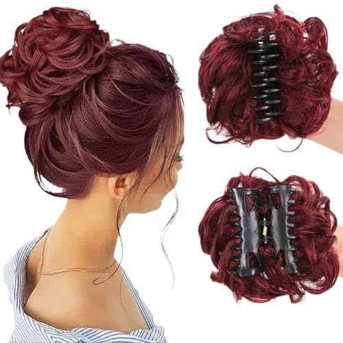 Bun Extension Clips, Wavy Claw Clip Messy Bun Hair Piece For Women, For Flat Updos Curly Hair Ponytail Bun Clip In Hair Extensions (#09) von ZHKVAG