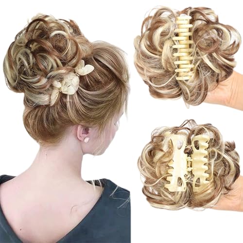 Bun Extension Clips, Wavy Claw Clip Messy Bun Hair Piece For Women, For Flat Updos Curly Hair Ponytail Bun Clip In Hair Extensions (#12) von ZHKVAG