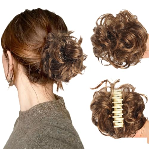 Bun Extension Clips, Wavy Claw Clip Messy Bun Hair Piece For Women, For Flat Updos Curly Hair Ponytail Bun Clip In Hair Extensions (#13) von ZHKVAG