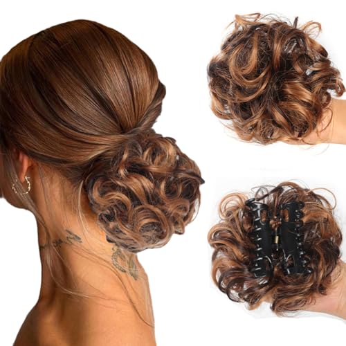 Bun Extension Clips, Wavy Claw Clip Messy Bun Hair Piece For Women, For Flat Updos Curly Hair Ponytail Bun Clip In Hair Extensions (#16) von ZHKVAG