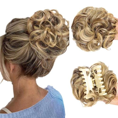 Bun Extension Clips, Wavy Claw Clip Messy Bun Hair Piece For Women, For Flat Updos Curly Hair Ponytail Bun Clip In Hair Extensions (#17) von ZHKVAG