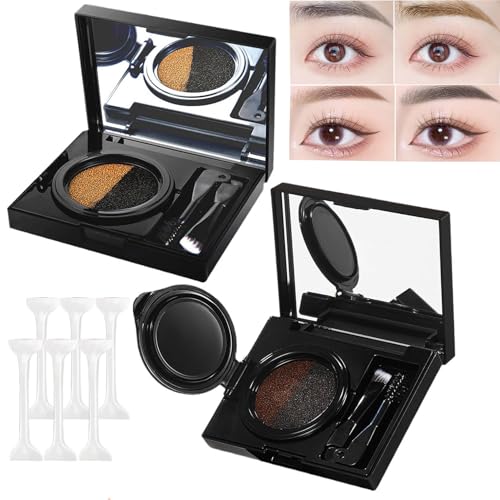 Eyebrow & Eyeliner Cream with Stamp, Eyebrow Stencil Kit for Women, Multi-Functional Double-Headed Eyeliner Stamp, 2 in 1 Waterproof Brow Powder & Eyeliner Cream with Double Ended Brush (2Mix) von ZHKVAG