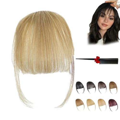 Fragelles Clip in Bangs, Fragelles Hair Bangs, Fragelles Clip on Bangs,Clip on Bangs for Women, Bangs Clip in Hair Human Hair, Seamless 3D Clip-In Bangs Hair Extensions (Ash-Blonde) von ZHKVAG