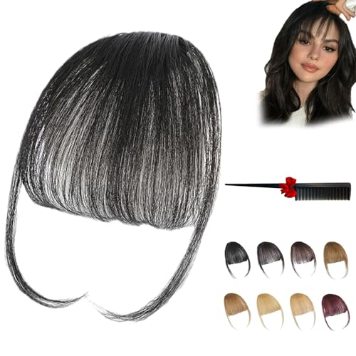 Fragelles Clip in Bangs, Fragelles Hair Bangs, Fragelles Clip on Bangs,Clip on Bangs for Women, Bangs Clip in Hair Human Hair, Seamless 3D Clip-In Bangs Hair Extensions (Black) von ZHKVAG