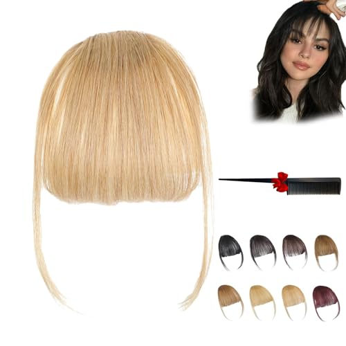 Fragelles Clip in Bangs, Fragelles Hair Bangs, Fragelles Clip on Bangs,Clip on Bangs for Women, Bangs Clip in Hair Human Hair, Seamless 3D Clip-In Bangs Hair Extensions (Gold) von ZHKVAG