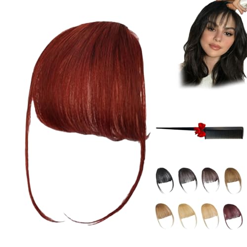 Fragelles Clip in Bangs, Fragelles Hair Bangs, Fragelles Clip on Bangs,Clip on Bangs for Women, Bangs Clip in Hair Human Hair, Seamless 3D Clip-In Bangs Hair Extensions (Wine Red) von ZHKVAG