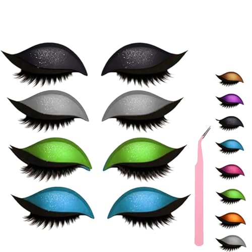 Lazy Eye Shadow Eyelash Patch, Eyeshadow and Lash Sticker, Eyeshadow Eyelashes Makeup Stickers for Eyes, 2-In-1 Reusable Eye Makeup Stickers With False Lashes & Shadow, 2 Pairs (4Pcs-A) von ZHKVAG