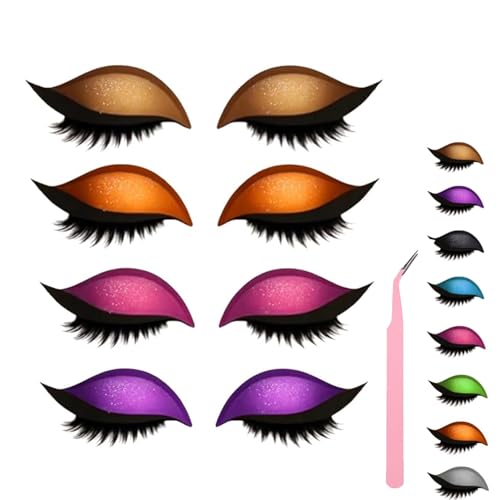 Lazy Eye Shadow Eyelash Patch, Eyeshadow and Lash Sticker, Eyeshadow Eyelashes Makeup Stickers for Eyes, 2-In-1 Reusable Eye Makeup Stickers With False Lashes & Shadow, 2 Pairs (4Pcs-B) von ZHKVAG