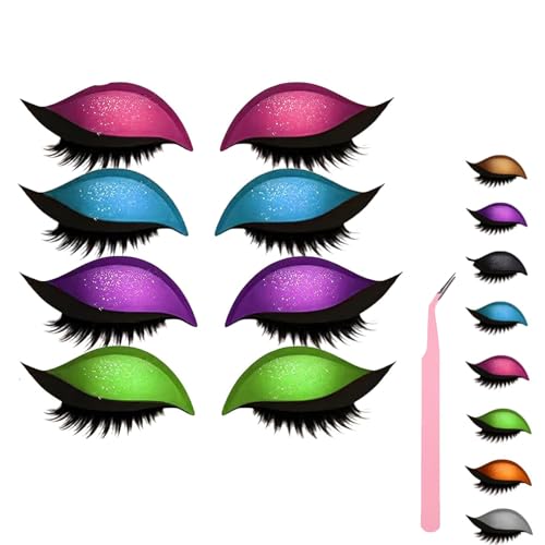 Lazy Eye Shadow Eyelash Patch, Eyeshadow and Lash Sticker, Eyeshadow Eyelashes Makeup Stickers for Eyes, 2-In-1 Reusable Eye Makeup Stickers With False Lashes & Shadow, 2 Pairs (4Pcs-C) von ZHKVAG
