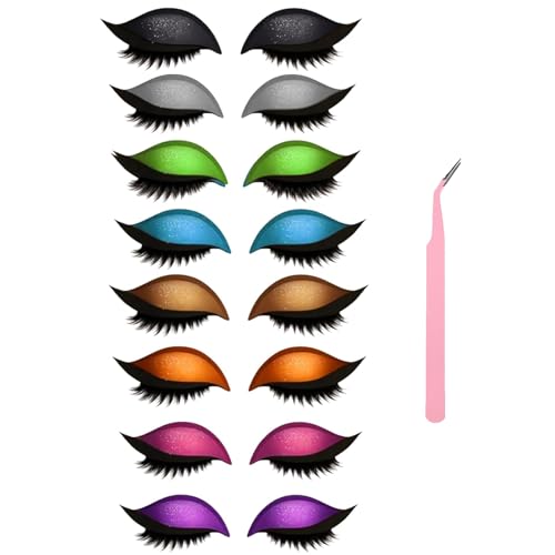 Lazy Eye Shadow Eyelash Patch, Eyeshadow and Lash Sticker, Eyeshadow Eyelashes Makeup Stickers for Eyes, 2-In-1 Reusable Eye Makeup Stickers With False Lashes & Shadow, 2 Pairs (8Mix) von ZHKVAG