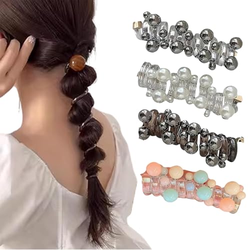 No Damage Soft Elastic Spiral Hair Ties, Twisted Hair Wire Pony Hairwire, Soft Pearl Braided Telephone Elastic Spiral Hairs Ties for Women (Style A) von ZHKVAG