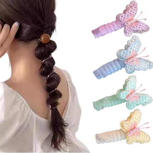 No Damage Soft Elastic Spiral Hair Ties, Twisted Hair Wire Pony Hairwire, Soft Pearl Braided Telephone Elastic Spiral Hairs Ties for Women (Style E) von ZHKVAG