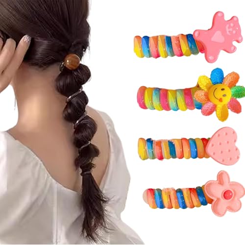 No Damage Soft Elastic Spiral Hair Ties, Twisted Hair Wire Pony Hairwire, Soft Pearl Braided Telephone Elastic Spiral Hairs Ties for Women (Style G) von ZHKVAG