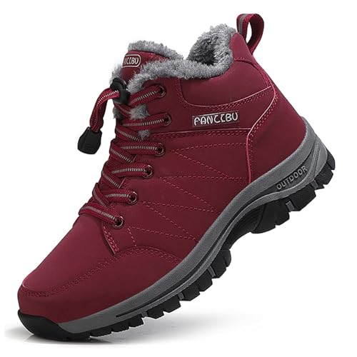 ZHNSHM Damen Schneestiefel Warme Gefütterte Winterstiefel ​Wasserdicht Trekkingschuhe Wanderschuhe Winter ​Kurzschaft Stiefel Boots von ZHNSHM