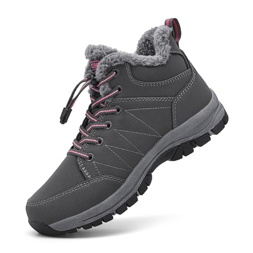ZHNSHM Damen Schneestiefel Warme Gefütterte Winterstiefel ​Wasserdicht Trekkingschuhe Wanderschuhe Winter ​Kurzschaft Stiefel Outdoor Boots von ZHNSHM