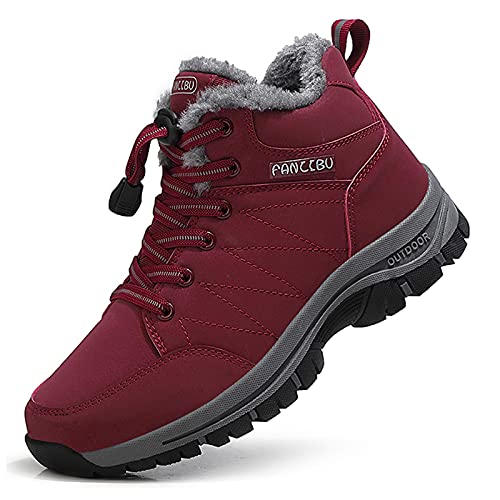 ZHNSHM Damen Schneestiefel Warme Gefütterte Winterstiefel ​Wasserdicht Trekkingschuhe Wanderschuhe Winter ​Kurzschaft Stiefel Outdoor Boots von ZHNSHM