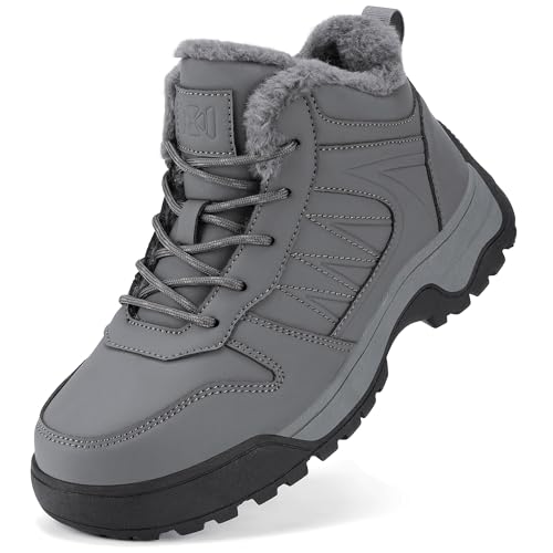 ZHNSHM Damen Schneestiefel mit Pelzfutter Winterstiefel Leicht Knöchel-Schneestiefel Warm Wanderstiefel Rutschfest Trekking Rucksacktouren Stiefel von ZHNSHM