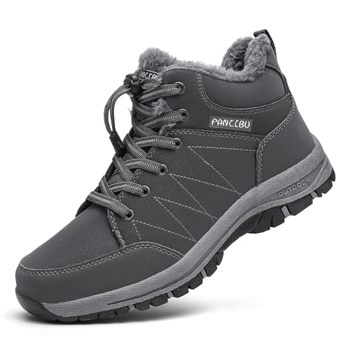 ZHNSHM Herren-Schneestiefel Warme Winterstiefel Pelzgefütterte Wanderstiefel Spritzwassergeschützte Nackte Winterstiefel von ZHNSHM