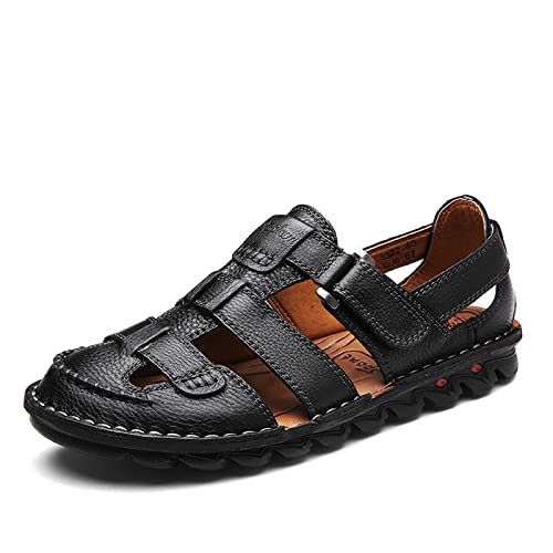 ZHNSHM Herren Sommer Casual Geschlossene Zehe Leder Sandalen Outdoor Fischer Einstellbare Strand Schuhe… von ZHNSHM