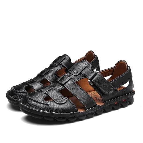 ZHNSHM Herren Sommer Casual Geschlossene Zehe Leder Sandalen Outdoor Fischer Einstellbare Strand Schuhe. von ZHNSHM