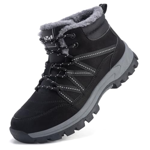 ZHNSHM Schneestiefel für Herren mit Fell gefüttert rutschfeste Winterstiefel leicht wasserdicht Stiefeletten Outdoor-Wanderstiefel schwarz ZHNSHM Schneestiefel für Herren mit Fell gefüttert rutschfeste Winterstiefel leicht wasserdicht Stiefeletten Outdoor-Wanderstiefel schwarz von ZHNSHM