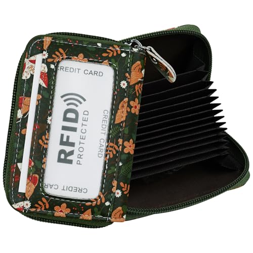 ZHOMA RFID-blockierendes Kreditkartenetui aus echtem Leder, Sicherheits-Reisebrieftasche, Y10-Flower Butterfly, Modern von ZHOMA