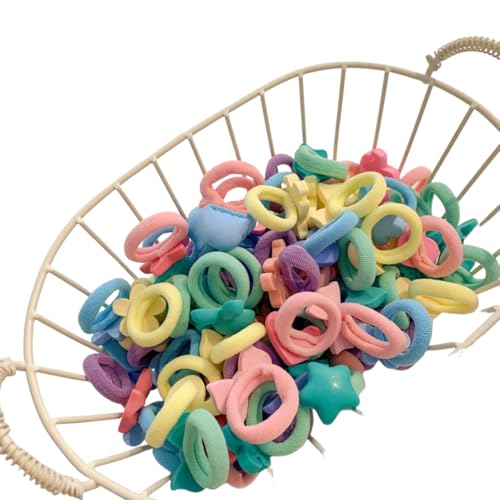 Buntes Haarbänder-Set, elastisches Gummiband, Pferdeschwanz-Halter, niedliches Haar-Accessoire, 80 Stück von ZHONGJIUYUAN