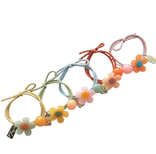 Minimalistisches Blumen-Haarband aus Acryl mit hochelastischem Gummiband für Damen, 5 Stück pro Farbe, insgesamt 25 Stück von ZHONGJIUYUAN
