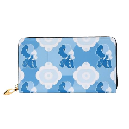 ZHONGSK Damen Leder Geldbörse - Stilvolle Lange Geldbörse Geldbörse mit Reißverschluss Clutch Bag - Münz-Kreditkartenhalter Organizer - Niedlicher Goldfisch, Blau Pudel gepunktet, Einheitsgröße von ZHONGSK