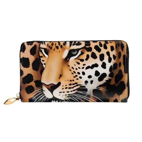 ZHONGSK Damen Leder Geldbörse - Stilvolle Lange Geldbörse Geldbörse mit Reißverschluss Clutch Bag - Münzkreditkartenhalter Organizer - Leopard, leopard, Einheitsgröße von ZHONGSK