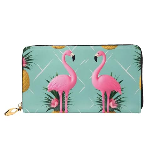 ZHONGSK Damen Leder Geldbörse - Stilvolle Lange Geldbörse Geldbörse mit Reißverschluss Clutch Bag - Münzkreditkartenhalter Organizer - Lila Schmetterling, Pinke Flamingo Ananas, Einheitsgröße von ZHONGSK