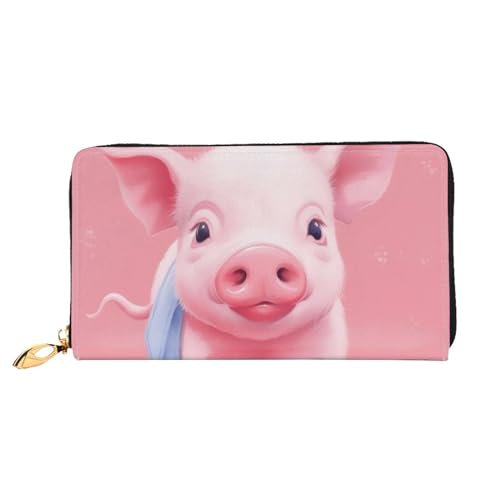 ZHONGSK Damen Leder Geldbörse - Stilvolle Lange Geldbörse Geldbörse mit Reißverschluss Clutch Bag - Münzkreditkartenhalter Organizer - Lila Schmetterling, Rosa, Schwein, Einheitsgröße von ZHONGSK