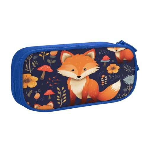 ZHONGSK Große Kapazität Federmäppchen Stifttasche Schreibwarenbeutel Stifteetui mit Fächern Reißverschluss, Niedliche Federtasche | Niedliche Tier Fuchs Blume | Stifteetui Organizer für Jungen Mädchen von ZHONGSK