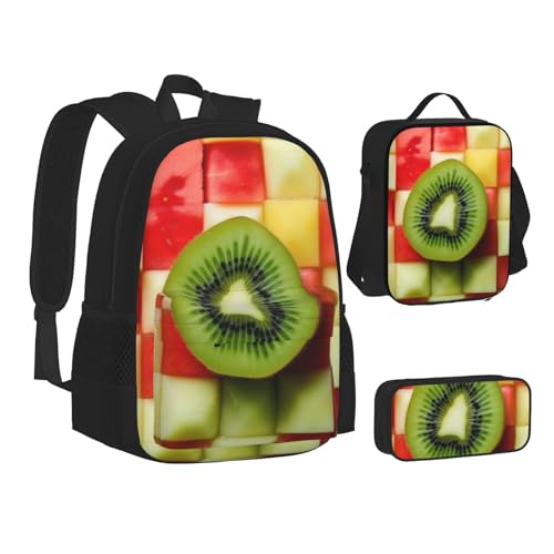ZHONGSK Kiwi Wassermelone – Schultasche + Federmäppchen + Lunchtasche Kombination, 3-in-1-Rucksack-Set, wasserabweisend, langlebig, Büchertasche für Studenten, Kinder, Teenager, Mädchen und Jungen, ZHONGSK Kiwi Wassermelone – Schultasche + Federmäppchen + Lunchtasche Kombination, 3-in-1-Rucksack-Set, wasserabweisend, langlebig, Büchertasche für Studenten, Kinder, Teenager, Mädchen und Jungen, von ZHONGSK