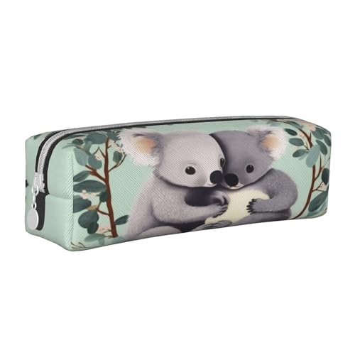 ZHONGSK Leder-Federmäppchen, kleines Federmäppchen mit Reißverschluss, bedruckte Schreibwaren-Tasche, Organizer, Stiftebox für Kinder, Mädchen, Jungen, Lehrer und Büro (Koala), weiß, Einheitsgröße, von ZHONGSK