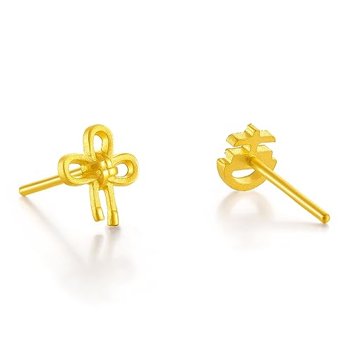 24K Gold Ohrringe Schleife Goldene Ohrstecker Wasserfester Echtgold Ohrringe Stecker Kleine Schmuck Geschenk für Damen Mutter Tochter AA094679 24K Gold Ohrringe Schleife Goldene Ohrstecker Wasserfester Echtgold Ohrringe Stecker Kleine Schmuck Geschenk für Damen Mutter Tochter AA094679 von ZHOU LIU FU