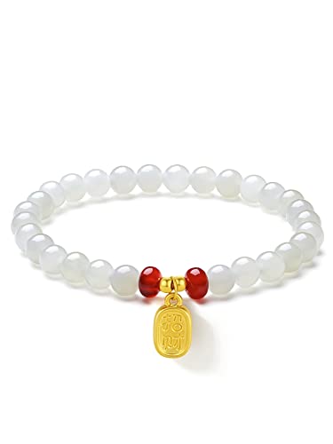 24k feste Goldarmbänder, echter reines Goldschmuck weiße Nephrite Jade Perlen Armbänder zierlich Gold Fortune Teller Lotus für Frauen Teen Mädchen 2 24k feste Goldarmbänder, echter reines Goldschmuck weiße Nephrite Jade Perlen Armbänder zierlich Gold Fortune Teller Lotus für Frauen Teen Mädchen 2 von ZHOU LIU FU