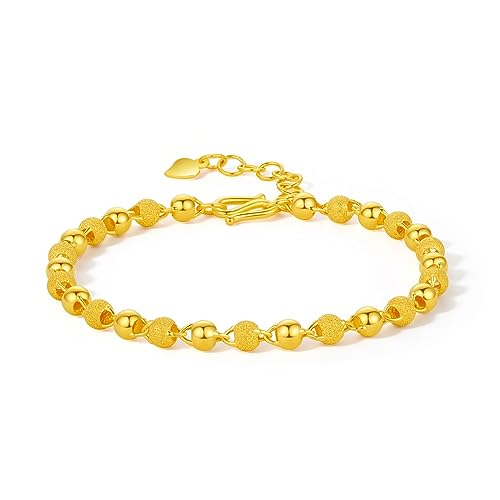 999 24K Massivgold Armbänder für Damen, echtes reines Gold einfacher Schmuck Gold perlen-Gold ketten armband für Männer Teenager Mädchen Jungen Paare Liebhaber Geschenke 2 von ZHOU LIU FU