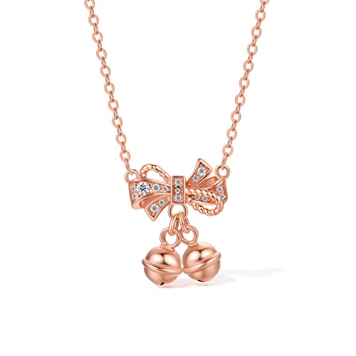Kette mit Anhänger, 925 Sterling Silber Damen Halsschmuck 40+5 cm Kommt in Schmuck Geschenk Box for Weihnachten Schmetterling (Krawatte Glocke) von ZHOU LIU FU
