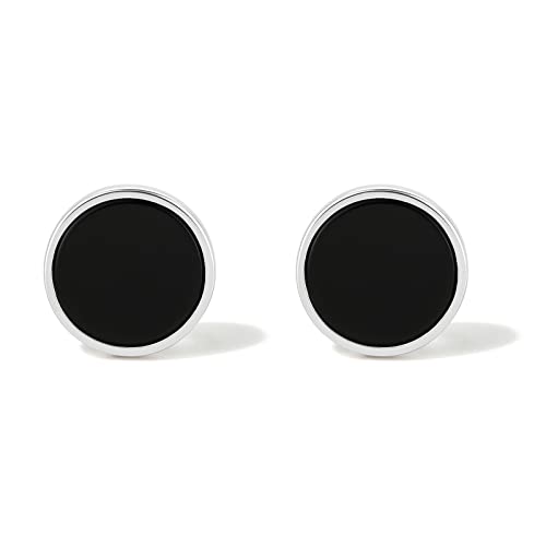 Ohrstecker Silber 925, Damen Ohrstecker Schwarz Gold Ohrringe 925 Silber Achat mit Geschenkbox für Herren Damen Frauen Manner Mädchen 6mm 8mm (Silber 12mm) Ohrstecker Silber 925, Damen Ohrstecker Schwarz Gold Ohrringe 925 Silber Achat mit Geschenkbox für Herren Damen Frauen Manner Mädchen 6mm 8mm (Silber 12mm) von ZHOU LIU FU