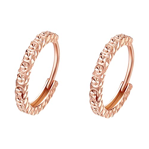 ZHOU LIU FU 18K Roségold Huggie Hoop-Ohrringe 750er Gold Creolen Jahrestag Geburtstag Schmuck für Frauen ihre Liebhaber von ZHOU LIU FU