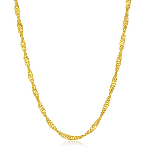 ZHOU LIU FU 24K 999 Gold Gold Kette mit Schmuck-Box für Frauen Männer Paar Liebhaber Jahrestag Geburtstag 40/42/45cm (40cm/15.7Zoll) von ZHOU LIU FU