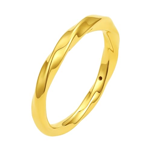 ZHOU LIU FU 24 Karat 990 Gold Ringe Infinity Band Zeitloser Stil Stapelbarer Ring Zierlicher Schmuck für Damen Männer Liebhaber Geburtstag Jubiläum Größe 10-24 A019631 von ZHOU LIU FU