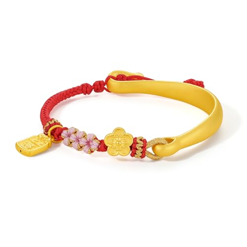 ZHOU LIU FU 24 Karat Gold Armbänder Pfirsich Blossom Charm Armreif Gold Armband mit Schmuck-Box für Frauen Mum Lady Wife ZHOU LIU FU 24 Karat Gold Armbänder Pfirsich Blossom Charm Armreif Gold Armband mit Schmuck-Box für Frauen Mum Lady Wife von ZHOU LIU FU