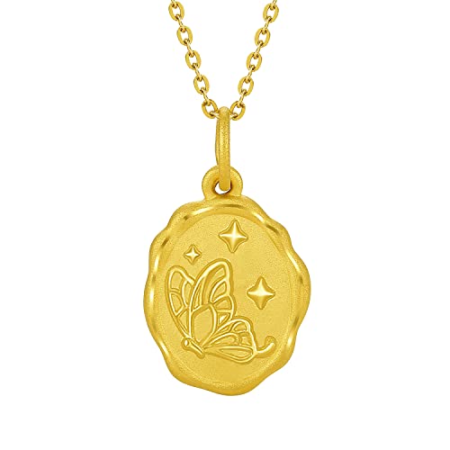 ZHOU LIU FU 24K Gold Anhänger Schmetterling Charms Anhänger Gold Schmuck Anhänger für Damen (nicht enthalten Halskette) (Runde Schmetterlinge) ZHOU LIU FU 24K Gold Anhänger Schmetterling Charms Anhänger Gold Schmuck Anhänger für Damen (nicht enthalten Halskette) (Runde Schmetterlinge) von ZHOU LIU FU