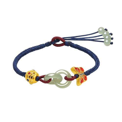 ZHOU LIU FU 24K Gold Armbänder Schmetterlinge Charm Armband Infinity Gold Armkette Blau Schmuck Geschenk für Damen Mutter Tochter 16+6cm Y1713967 von ZHOU LIU FU