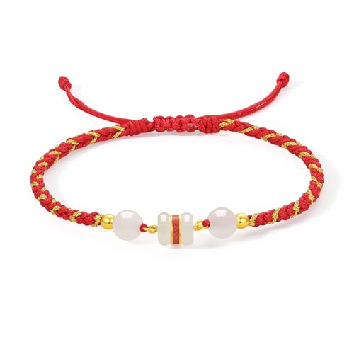 ZHOU LIU FU 24 Karat Gold Armbänder Bead Charm Armband Weiß Jade Bead Gold Armkette Roter Schmuck Geschenk für Damen Mutter Tochter 16+6cm Y1714559 ZHOU LIU FU 24 Karat Gold Armbänder Bead Charm Armband Weiß Jade Bead Gold Armkette Roter Schmuck Geschenk für Damen Mutter Tochter 16+6cm Y1714559 von ZHOU LIU FU
