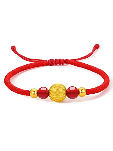 ZHOU LIU FU 24K Gold Armband Charm Armband Goldene Armbänder Rot Achat Beads Schmuck Geschenk für Damen Mutter Tochter 16+6cm ZHOU LIU FU 24K Gold Armband Charm Armband Goldene Armbänder Rot Achat Beads Schmuck Geschenk für Damen Mutter Tochter 16+6cm von ZHOU LIU FU