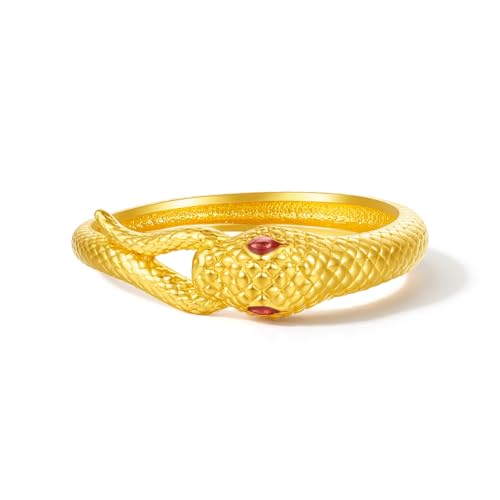 ZHOU LIU FU 24K Gold Ringe Schlange Ringe Gold Wasserfest Fidget Ring Schmuck für Damen Herren Neujahr 2025 Grösse: 15.5(48.7)-18.0(56.5) A0113175 von ZHOU LIU FU